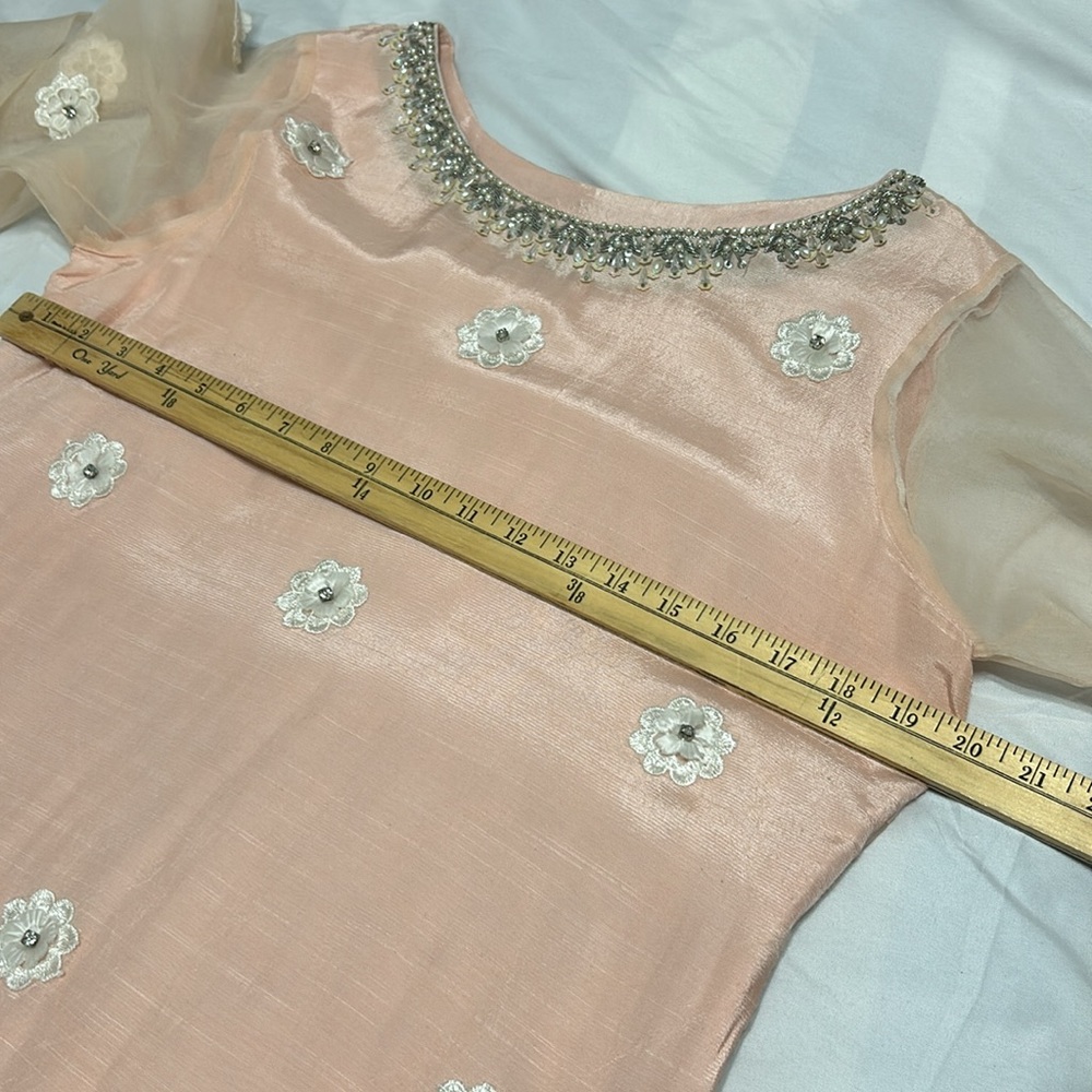 Shalwar kameez duppatta Indian Pakistani wear. Light pink white. Size M (40) - Picture 10 of 17